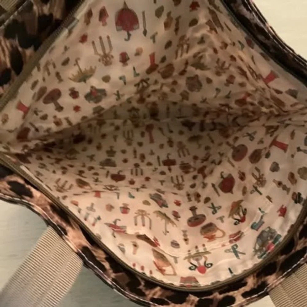 Color Garden Handmade Leopard Print Shoulder Tote Bag Purse Good Condition